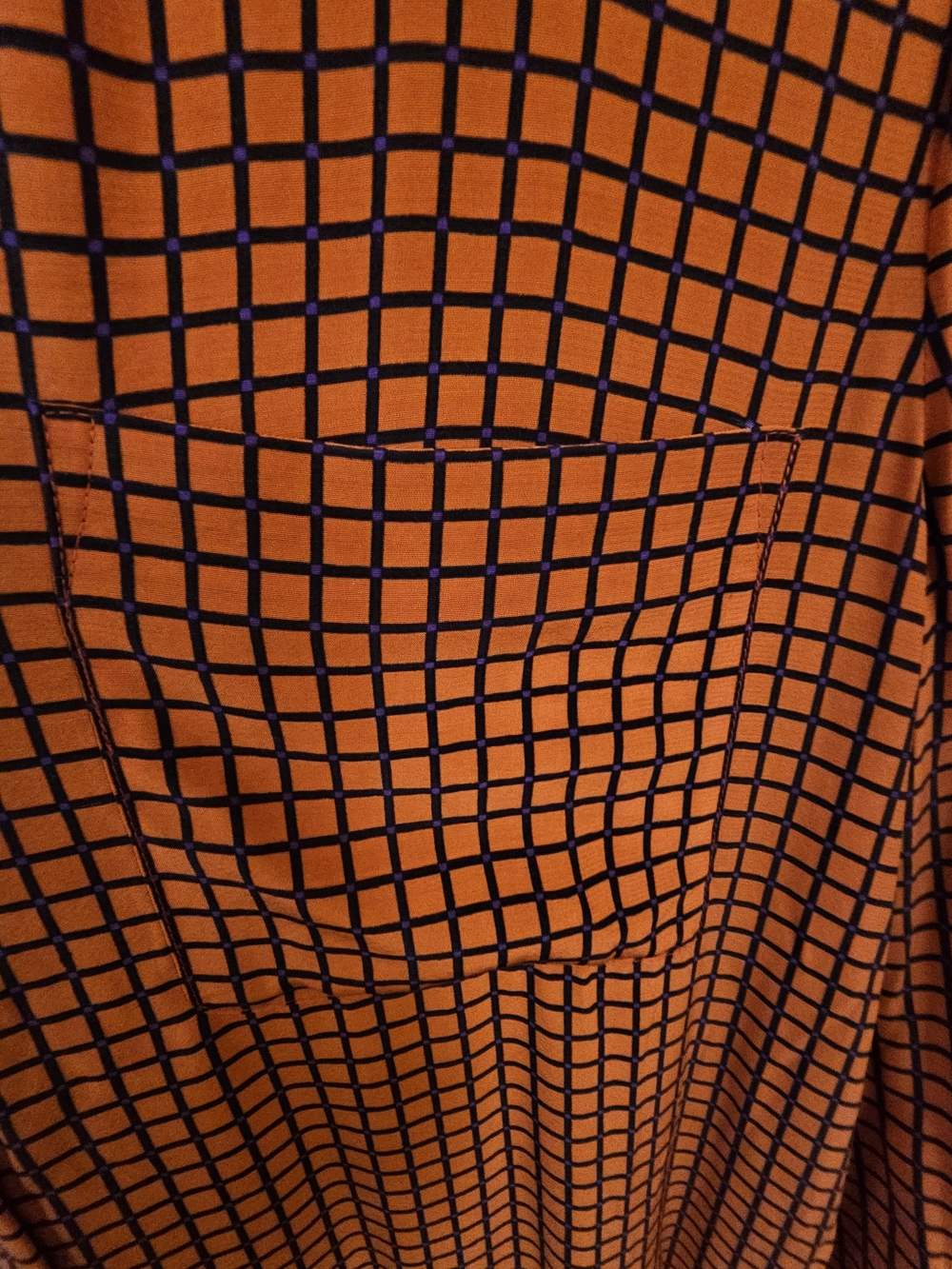 kate spade Orange and Black Checked Long-Sleeve Shirt Dress $110 obo - Picture 11 of 16